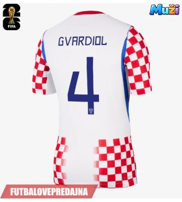 Lacne Muži Futbalové dres Chorvátsko Josko Gvardiol #4 MS 2026 Krátky Rukáv - Domáci